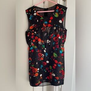 Colorful Sleeveless Fully Lined Dress with Front and Side Gold Studs